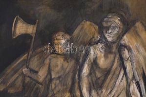 Kondor jelzéssel: Alakok. Olaj, farost, fa keretben, 49x34 cm