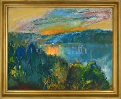 Iványi jelzéssel: Öböl. Olaj, farost, fa keretben, 60x80 cm