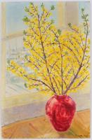 Bernáth jelzéssel: Virágcsendélet. Olaj, farost, 82x53 cm