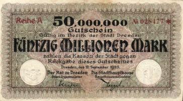 Német Birodalom/Weimari Köztársaság/Dresden 1923. 50.000.000M "A" T:II