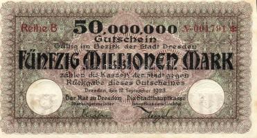 Német Birodalom/Weimari Köztársaság/Dresden 1923. 50.000.000M "B" T:II