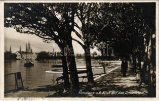 1929 Konstanz, Blick auf das Inselhotel / boats, hotel, promenade. Ottmar Zieher Bromsilberkarte Nr. 126.