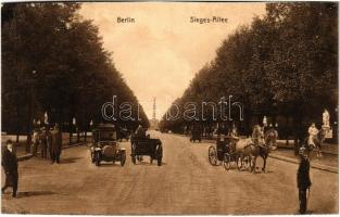 Berlin, Sieges-Allee / street view, automobile, horse-drawn carriages