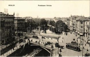 Berlin, Potsdamer Brücke / bridge, trams, horse-drawn carriages, shops. Kunstverlag Max OBrien 1912. 131.