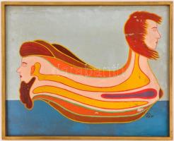 Wahorn jelzéssel: Alakok. Olaj, farost, sérült, 38,5x49 cm