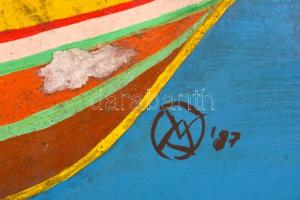 Wahorn jelzéssel: Alakok. Olaj, farost, sérült, 38,5x49 cm