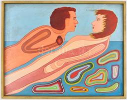 Wahorn jelzéssel: Alakok. Olaj, farost, sérült, fa keretben, 38x48 cm