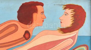 Wahorn jelzéssel: Alakok. Olaj, farost, sérült, fa keretben, 38x48 cm