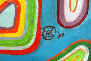 Wahorn jelzéssel: Alakok. Olaj, farost, sérült, fa keretben, 38x48 cm