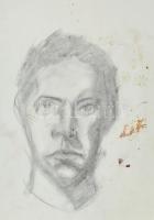 Jelzés nélkül: Férfi arckép. Szén, papír, sérült, 41,5x29,5 cm