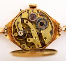 cca 1900 14K arany karóra arany szíjjal. Az óra szerkezet javításra szorul. / 14 C gold wristwatch d...