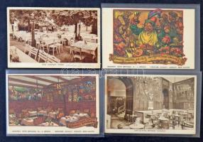 Budapest, éttermek, szállodák és vendéglők - Kb. 50 db RÉGI képeslap, vegyes minőség