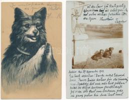 17 db RÉGI motívum képeslap vegyes minőségben: kutya / 17 pre-1945 motive postcards in mixed quality...
