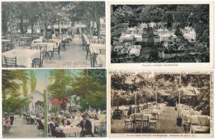 Budapest, éttermek, szállodák és vendéglők - 9 db RÉGI képeslap, vegyes minőség + 1 keményhátu fotó / 9 pre-1945 postcards with one photo (restaurants)