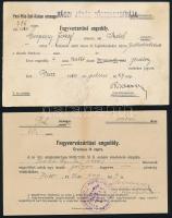1919-1922 Fegyvervásárlási engedély, fegyvertartási engedély, fegyveradó igazolvány