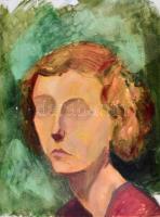 Jelzés nélkül: Női arckép (tanulmány). Olaj, papír, sérült, 65x50 cm