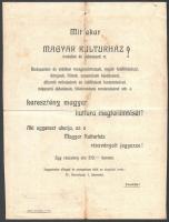 cca 1920 Magyar Kulturház irodalmi és művészeti rt részvényjegyzési ív