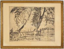 Varga Nándor Lajos (1895 - 1978): Római fürdő, rézkarc, papír, néhány apró folttal, fa keretben 29 x...