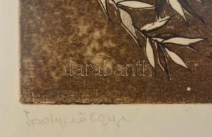 Czinke Ferenc (1926-2000): Ipolyvölgye. Rézkarc, papír jelzett, üvegezett keretben, 29×39 cm