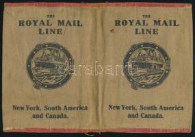 cca 1930 Az angol királyi posta gőzhajózási vonal reklámos szövet irattartó magyar szöveggel is / Royal Mail Line advertising canvas envelope 25x17 cm