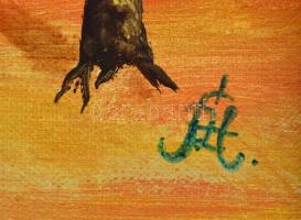 Olvashatatlan jelzéssel: Szürreális táj. Olaj, vászon, fa keretben, 60×41,5 cm