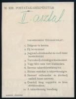 cca 1930-1940 M. Kir. Postatakarékpénztár Takarékossági nap, okt. 31., Bp., Athenaeum, kétoldalas re...