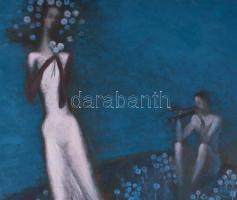 St Jankowski jelzéssel, feltehetően orosz festő munkája: Ábrándozó hölgy virágmezőben. Olaj, vászon,...