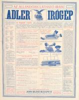cca 1920 Adler írógép nagy méretű reklám hirdetmény. szép állapotban, hajtva. 48x60 cm