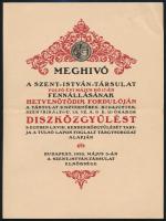 1923 Meghívó a Szent István-Társulat 75. évfordulójára rendezett díszközgyűlésre, Bp., 1923. máj. 17., Bp., Stephaneum-ny., 2. sztl. lev.