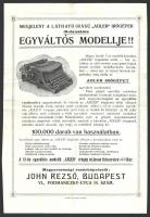 cca 1920 Adler írógépek fejléces számla és reklám nyomtatvány