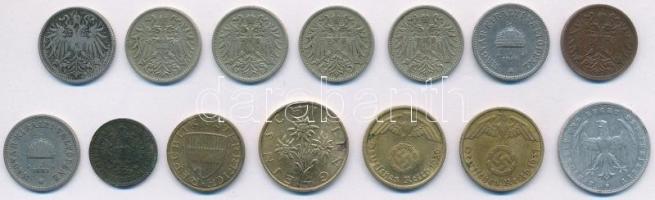 Vegyes 14db-os érmetétel, közte "Német Harmadik Birodalom 1937J 10pf Al-Br" T:2,2-
Mixed ...