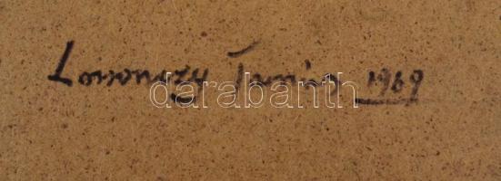 Lossonczy jelzéssel (hátoldalán): Örvénylő formák. Olaj, farost, 50x70 cm