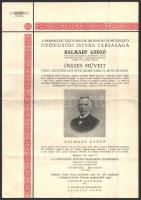 1936 Dalmady Győző négy kötetes összes műveinek prospektusa, előfizetői ívvel, sorszámozott (0290.) Bp., Gyöngyösi István Társaság-ny., (Pátria-ny.), 2 sztl. lev.