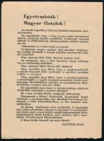 1956 Egyetemisták! Magyar fiatalok! 1956-os röplap