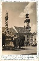 1937 Sopron, Ferenc József tér, Szentháromság szobor. Diebold-Gruber Foto