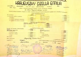 1943 Kisdedóvó női oklevél, "Isteni Megváltó Leányai, Sopron" bélyezéssel, hajtásnyomokkal...