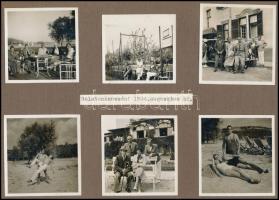 1934 Balatonkenese, 29 db vintage fotó (+ 6 db máshol készült fénykép), három albumlapra kétoldalasan felragasztva, 6x5,5 cm, karton 19,5x28,5 cm