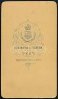 cca 1869 Pest, Kozmata és Társa fényképészeti műtermében készült vintage fotó, vizitkártya méretben,...