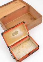 cca 1930-40 1 db Gerbeaud Kugler Henrik kis méretű fa koffer, sarkainál fém pánttal megerősítve, fed...