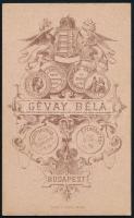 cca 1890 Budapest, Gévay Béla fényképész műtermében készült vintage fotó, vizitkártya méretben, 10,5...