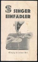 cca 1910 Singer varrógép reklámboríték, benne prospektussal, német nyelven, a boríték az oldalán elv...