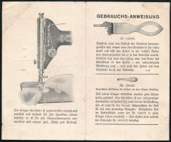 cca 1910 Singer varrógép reklámboríték, benne prospektussal, német nyelven, a boríték az oldalán elv...