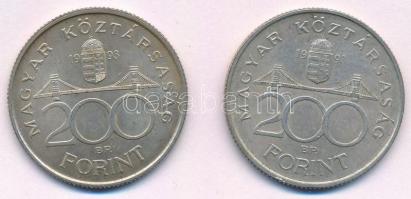 1993. 200Ft Ag "MNB" (2x) T:1- patina Adamo F13