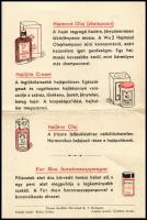 cca 1940 WU2 hajmosó olaj, hajifkító cream és hajfény olaj reklám propsketus, Bp., Posner, két oldal...