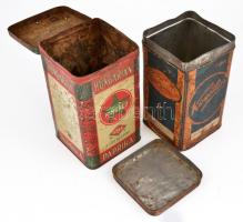 cca 1933-40 2 db nagy méretű illusztrált fém doboz fedéllel: Koestlin cukorka gyümölcskeverék, kopot...