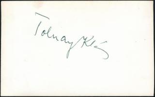 Tolnay Klári (1914-1998) színésznő aláírása egy őt ábrázoló fotó hátoldalán  14x9 cm