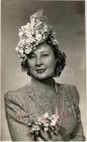 Honthy Hanna (1893-1978) színésznő aláírása egy őt ábrázoló fotó hátoldalán 14x9 cm.