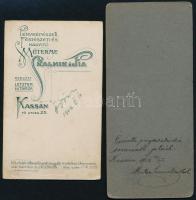 1906 Kassa, Skalnik és Fia fényképész műtermében készült, 2 db feliratozott vintage fotó, 13x5,8 cm ...