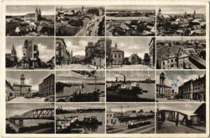 1942 Komárom, Komárno; mozaiklap vasútállomással / multi-view postcard with railway station