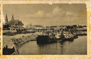 Komárom, Komárno; kikötő, gőzhajó / port, steamship (felületi sérülés / surface damage)